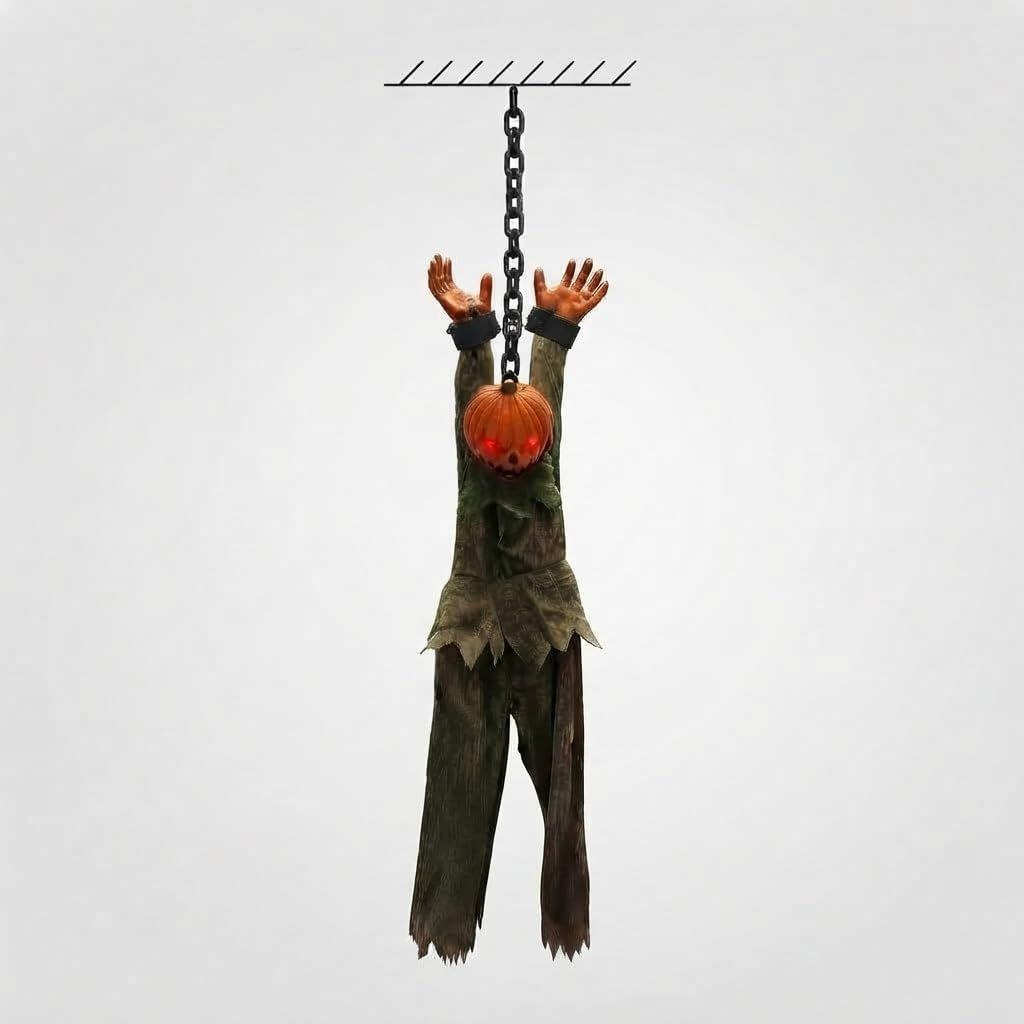 12.6" Hanging Pumpkin Head Scarecrow