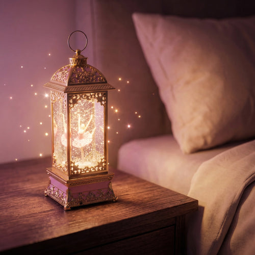 10“ Rotating Ballerina LED Glitter Water Lantern & 4 Songs