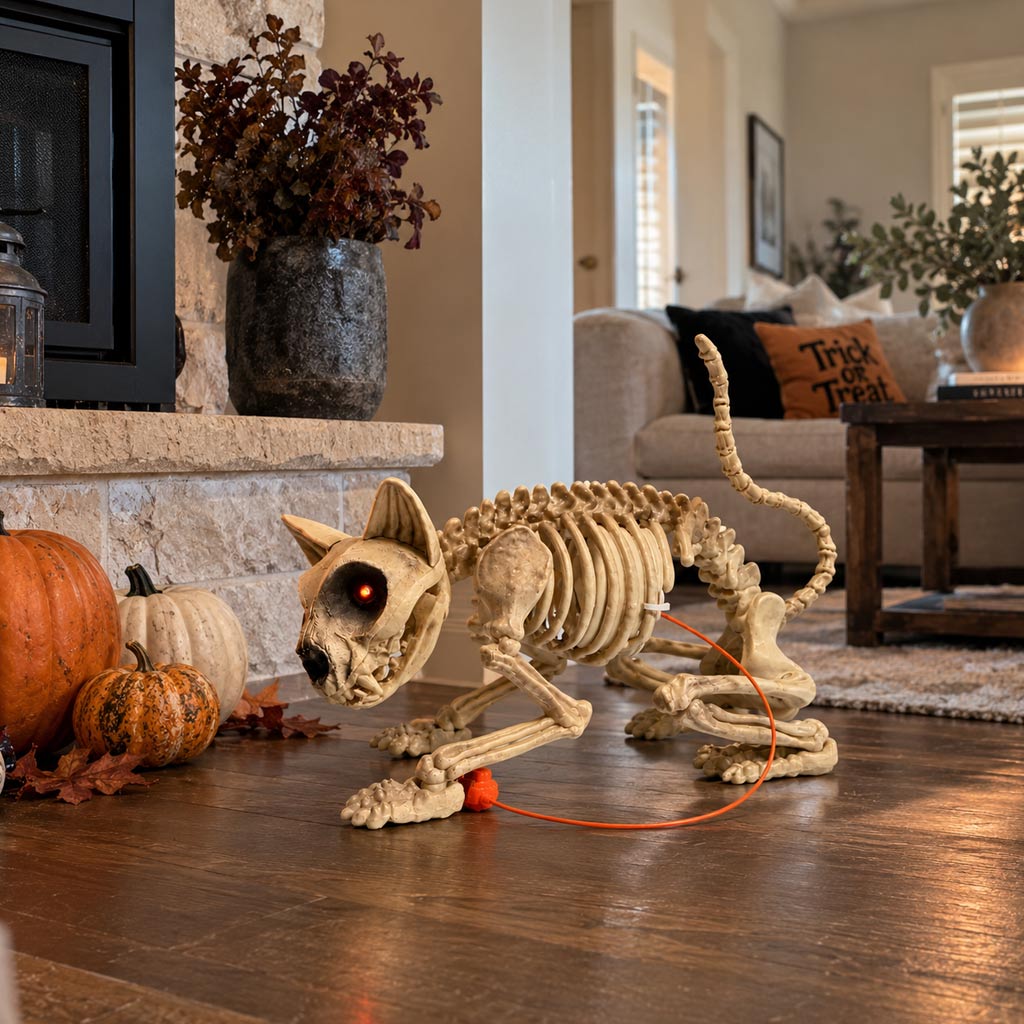 12.5" Halloween Toy Skeleton Cat