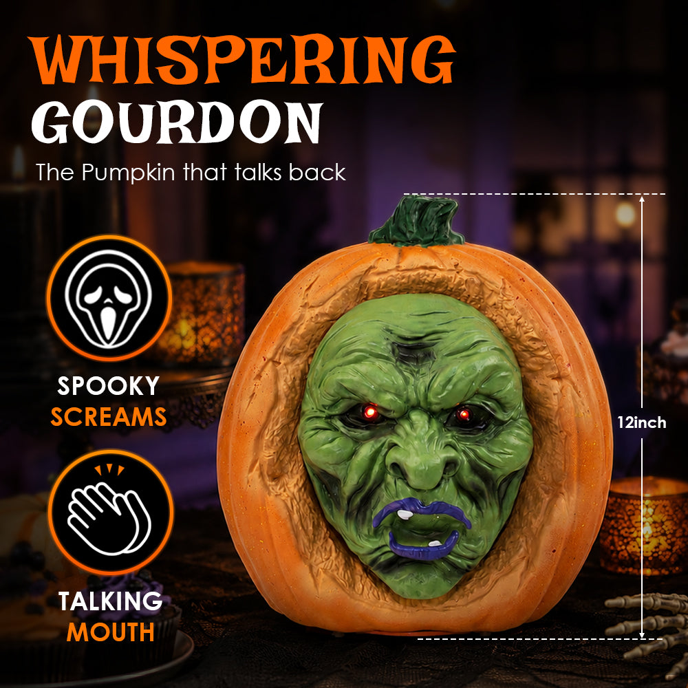 12“ Whispering Gourdon Halloween Animated Pumpkin