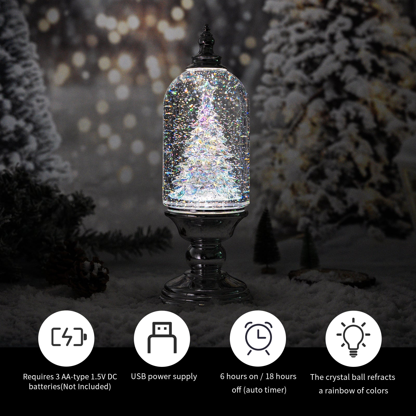 12“  Crystal Clear Glass Christmas Snow Globe Dome