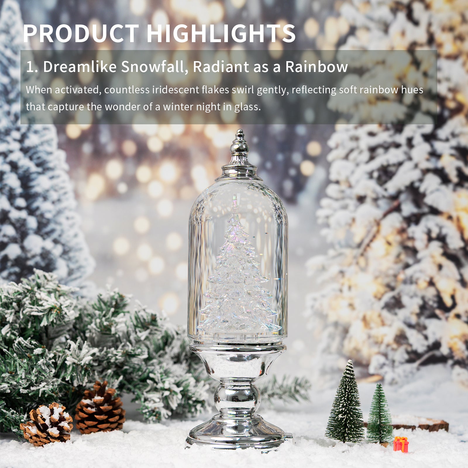 12“  Crystal Clear Glass Christmas Snow Globe Dome