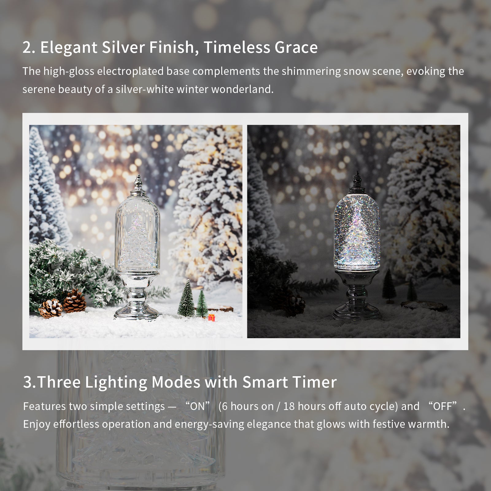 12“  Crystal Clear Glass Christmas Snow Globe Dome