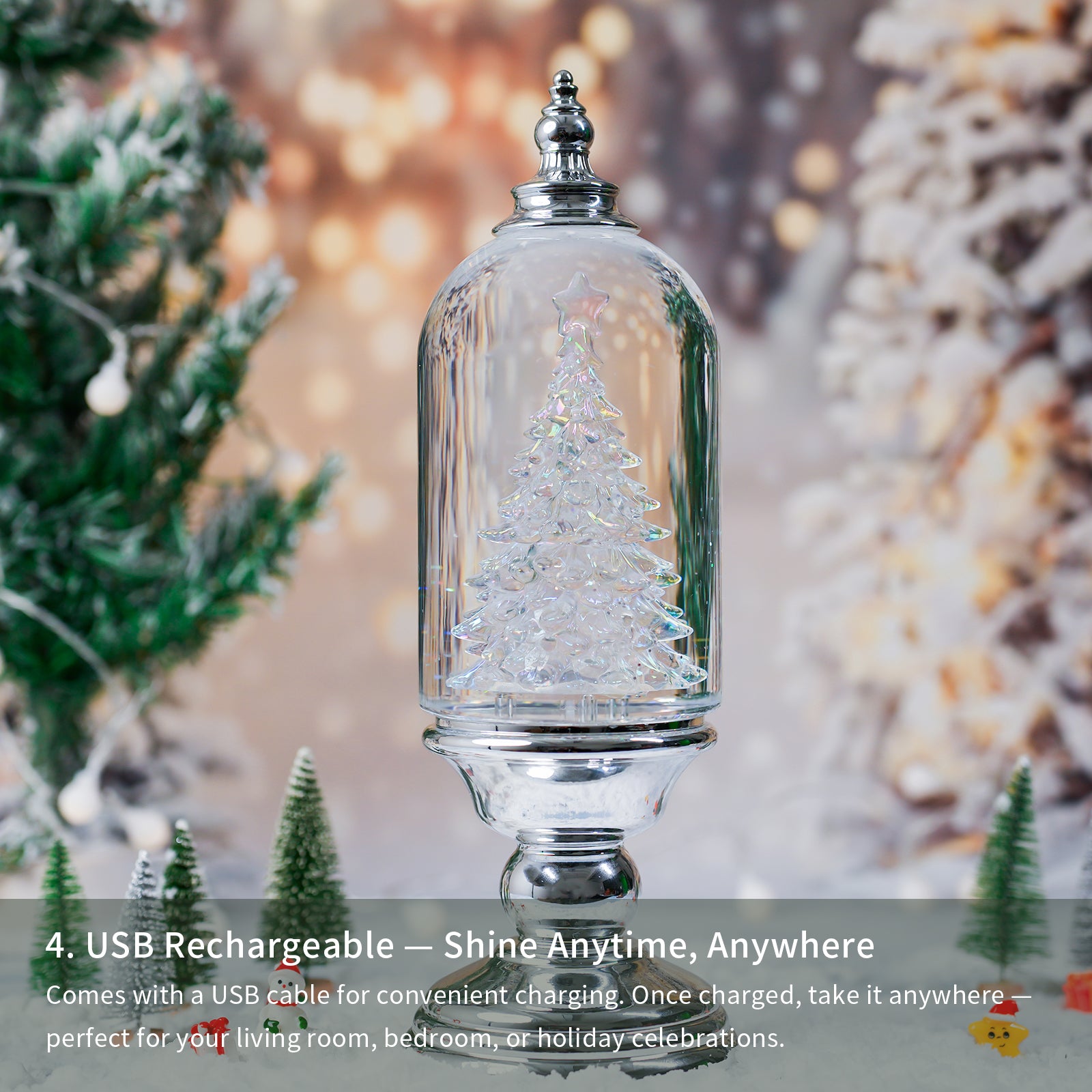 12“  Crystal Clear Glass Christmas Snow Globe Dome