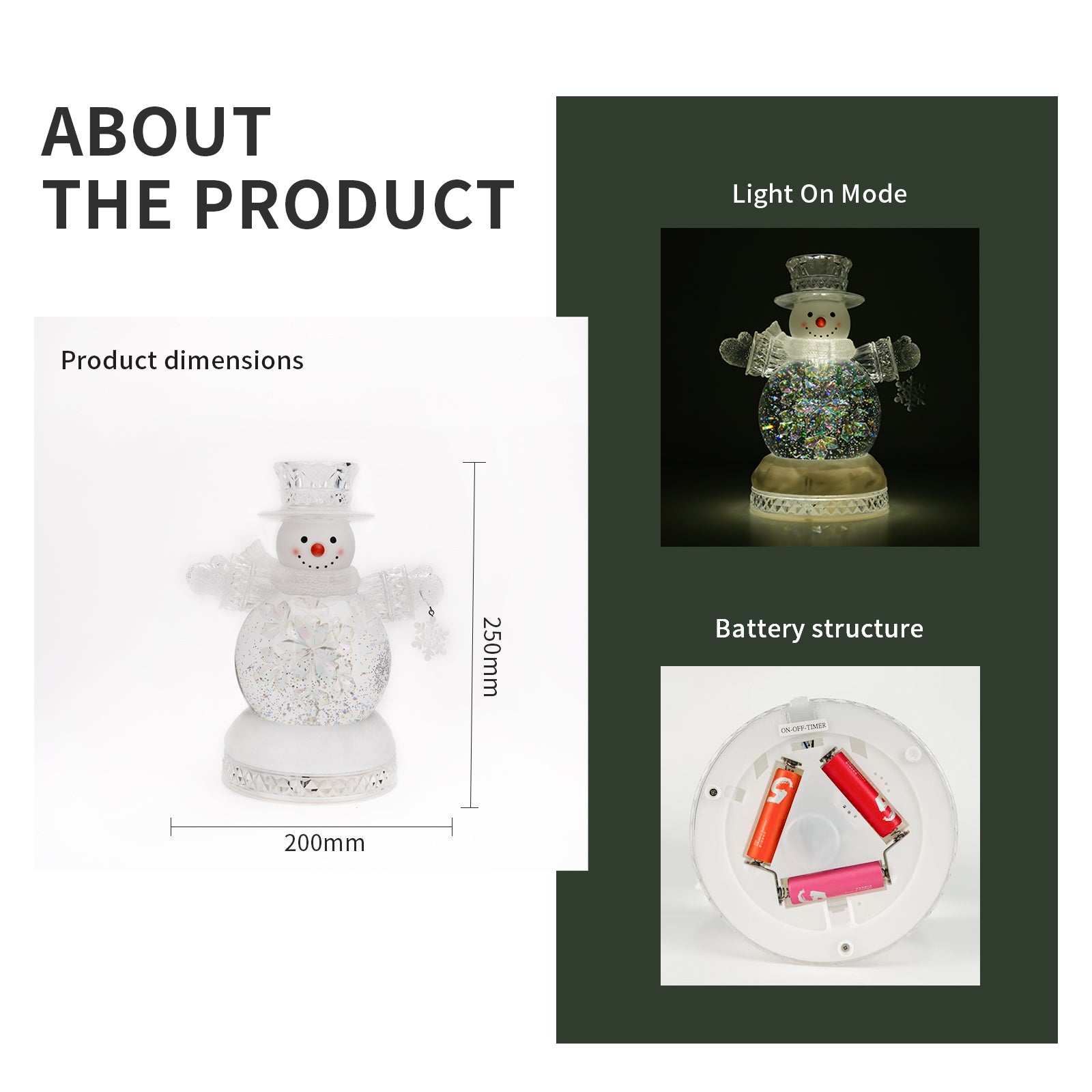 9.75" Snowman Snow Globe with LED Light