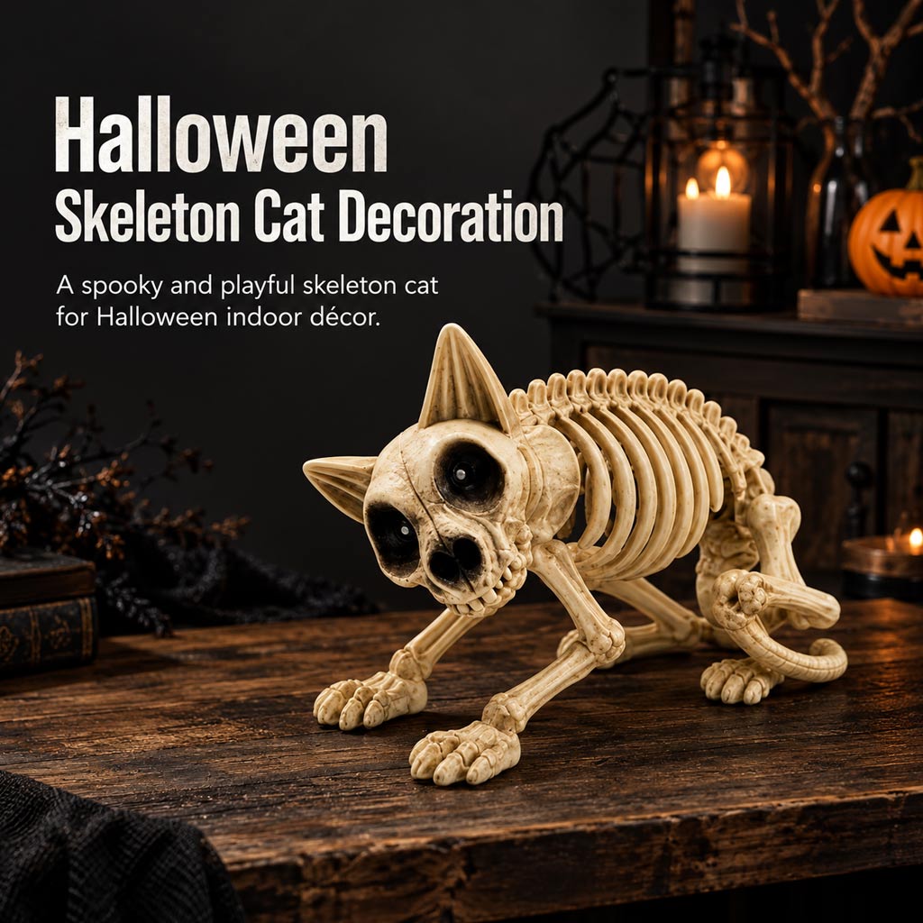 12.5" Halloween Toy Skeleton Cat