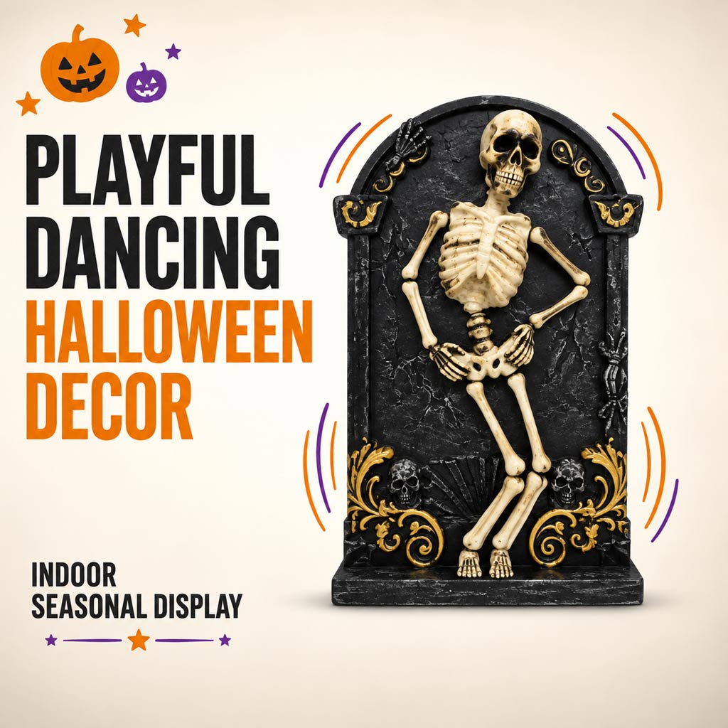 7.75“ Halloween Skeleton Tombstone Figurine