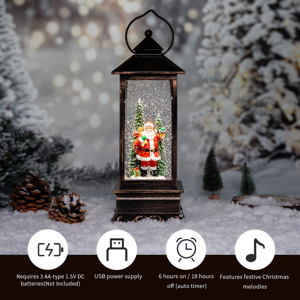 11.5” Christmas Snow Globe Lantern with Santa Claus