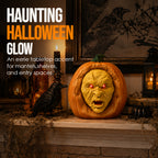 11" Animated Witch Face Pumpkin Halloween Decoration