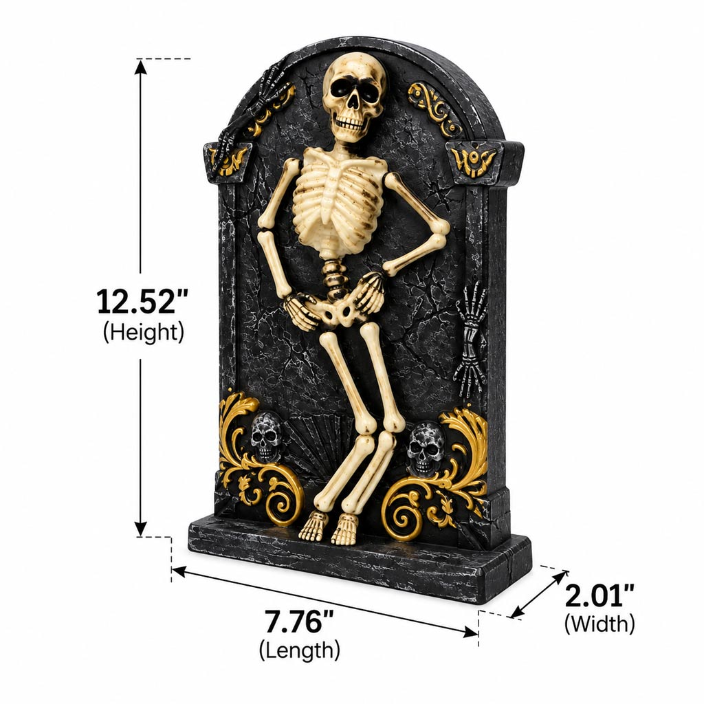 7.75“ Halloween Skeleton Tombstone Figurine