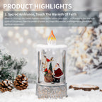 13" Christmas Snow Globe Candle with Santa Claus Scene