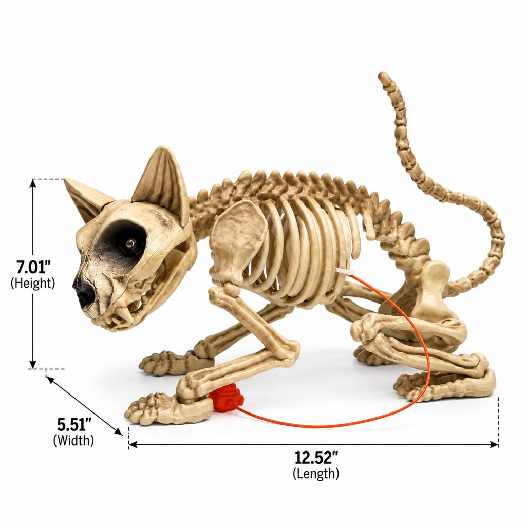 12.5" Halloween Toy Skeleton Cat