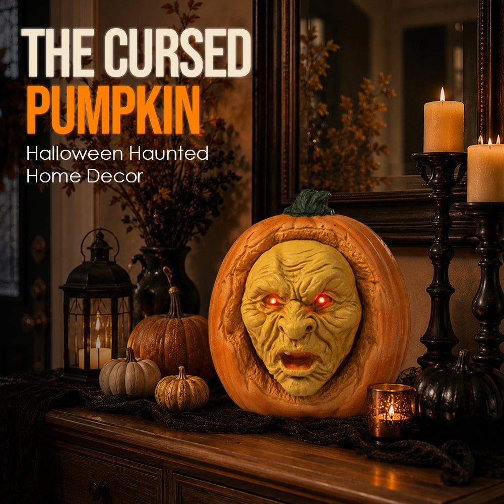 11" Animated Witch Face Pumpkin Halloween Decoration