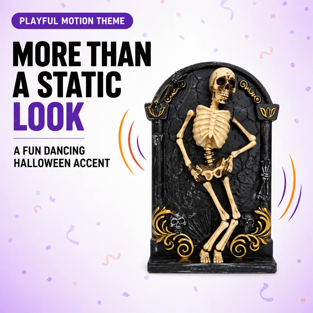 7.75“ Halloween Skeleton Tombstone Figurine