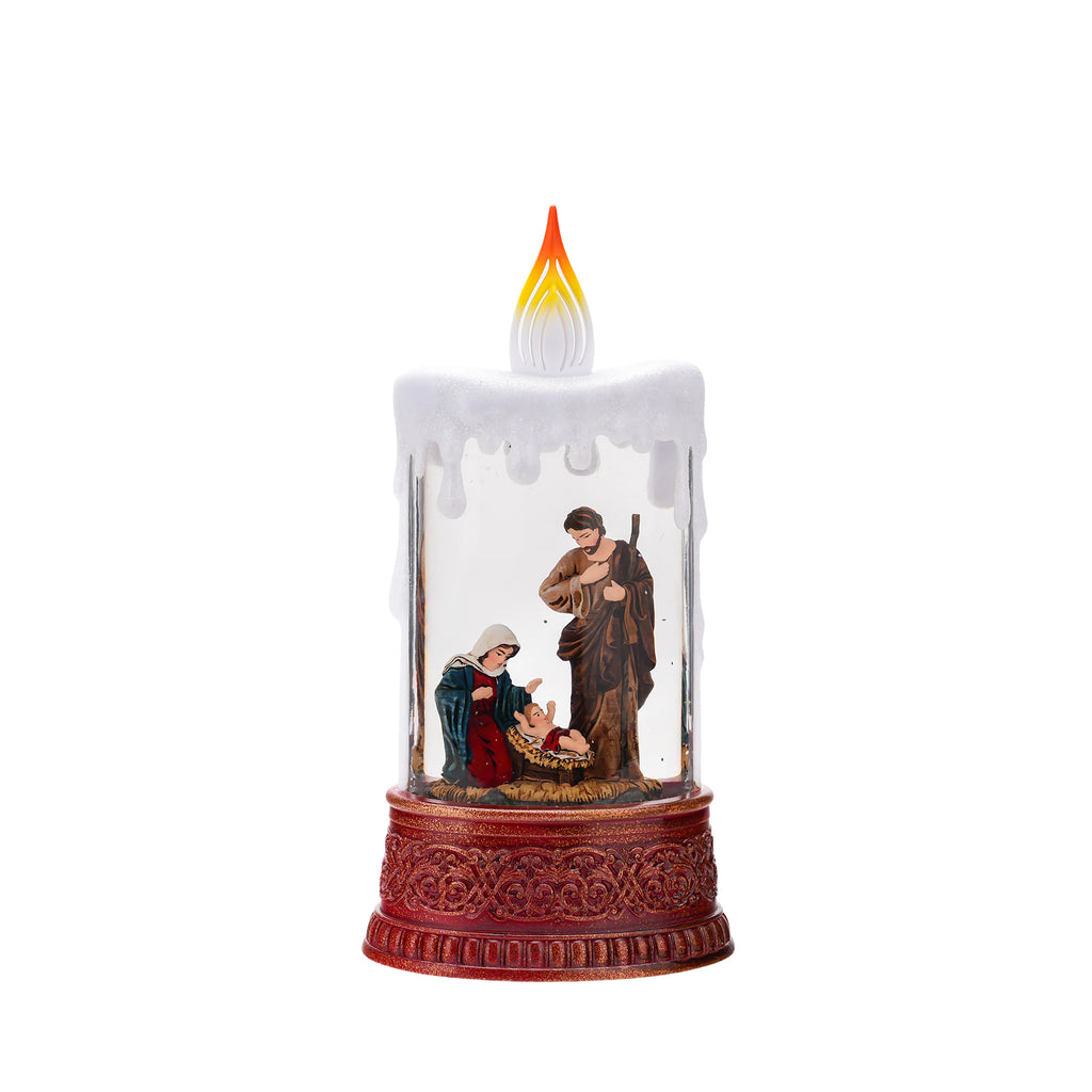 8.26" Nativity Scene Snow Globe Candle