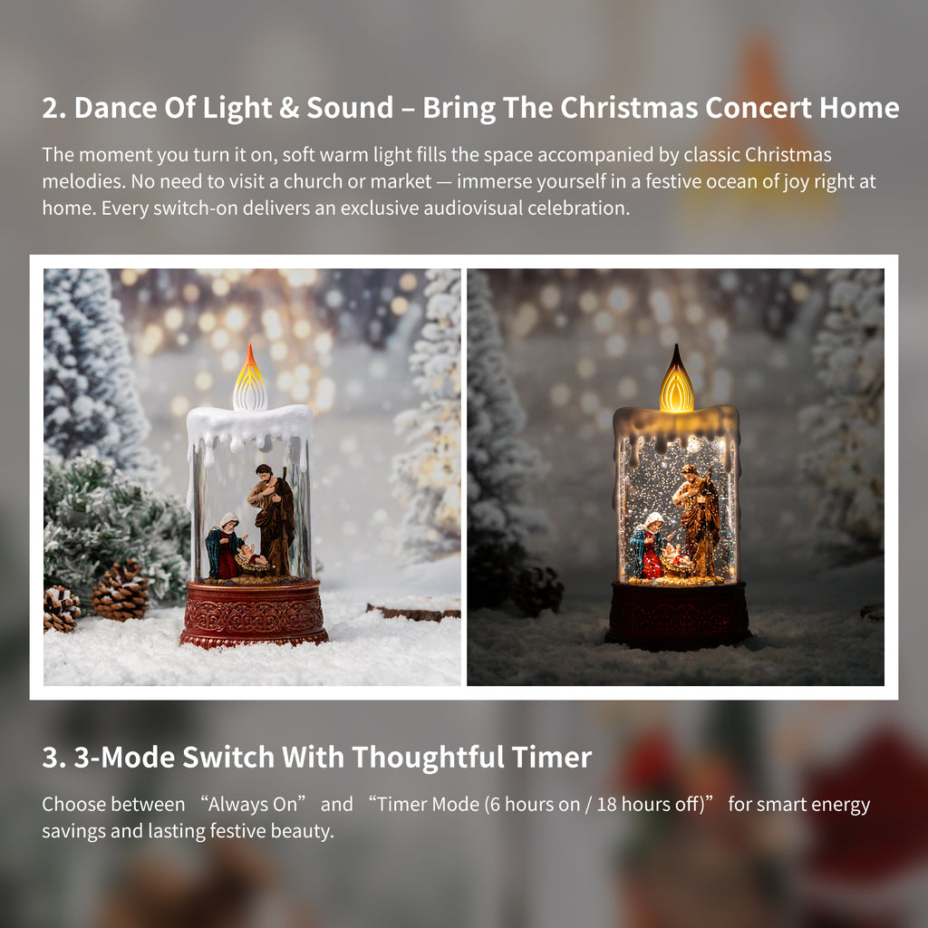 8.26" Nativity Scene Snow Globe Candle