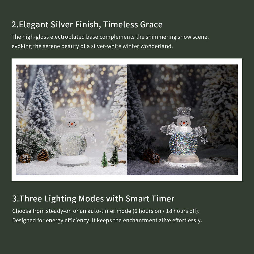 9.75" Snowman Snow Globe with LED Light