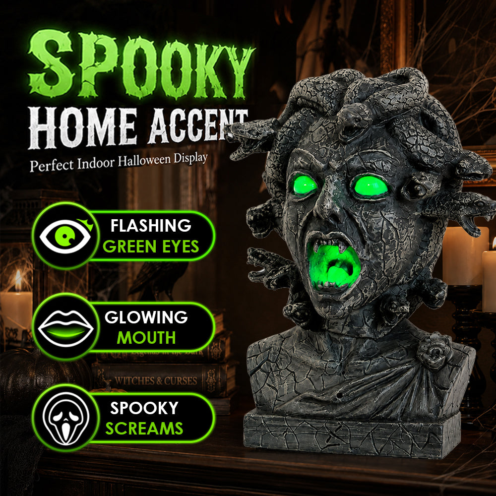 12" Animated Medusa Bust Statue