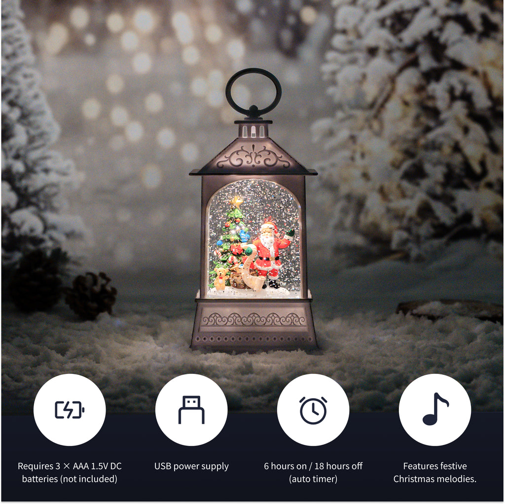 8.5" Christmas Snow Globe Lantern with Santa Claus
