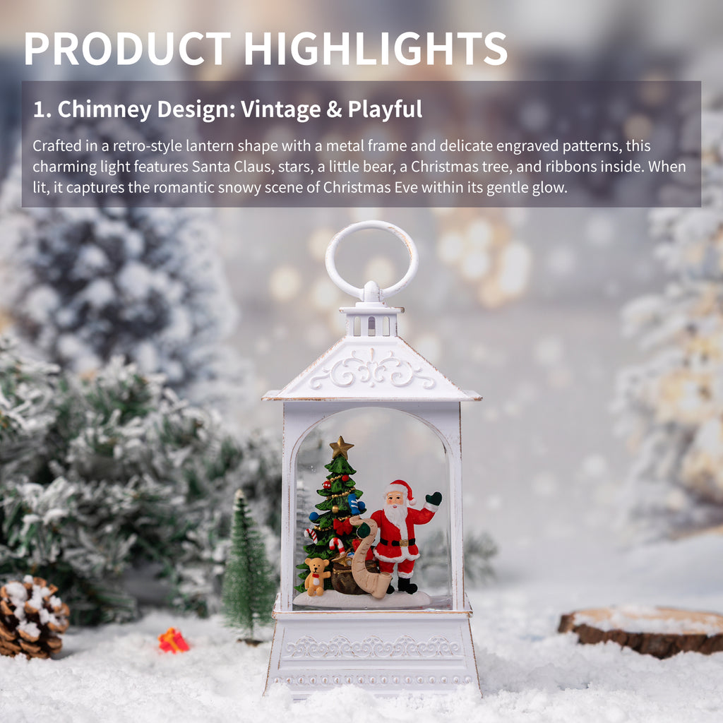 8.5" Christmas Snow Globe Lantern with Santa Claus