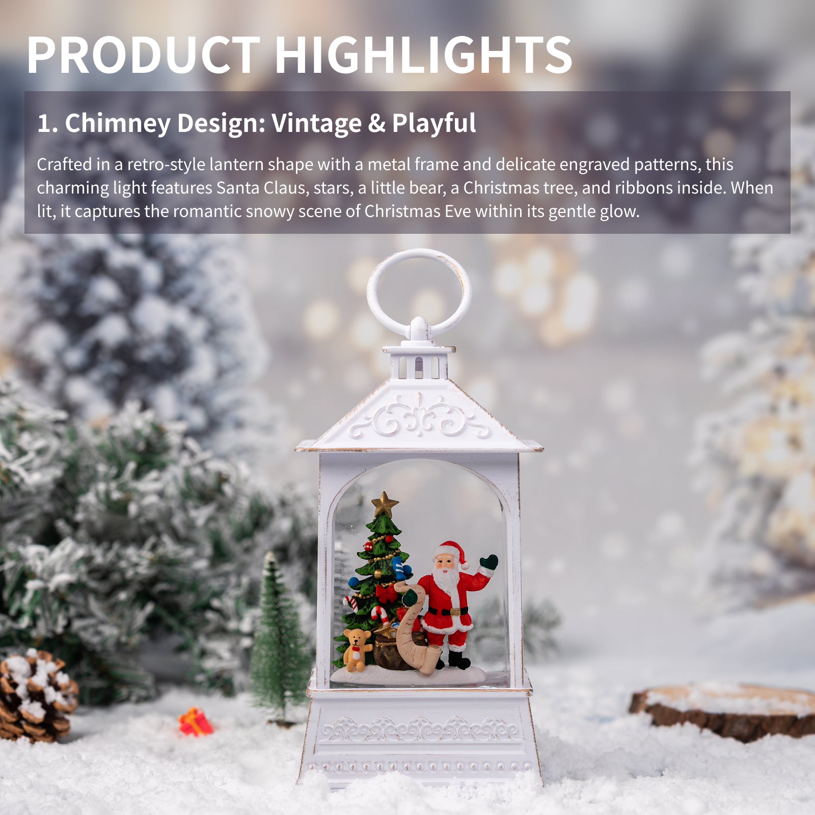 8.5" Christmas Snow Globe Lantern with Santa Claus
