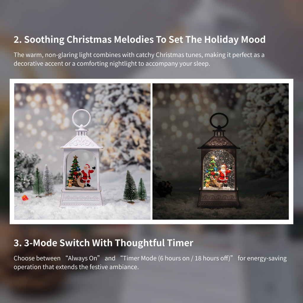 8.5" Christmas Snow Globe Lantern with Santa Claus