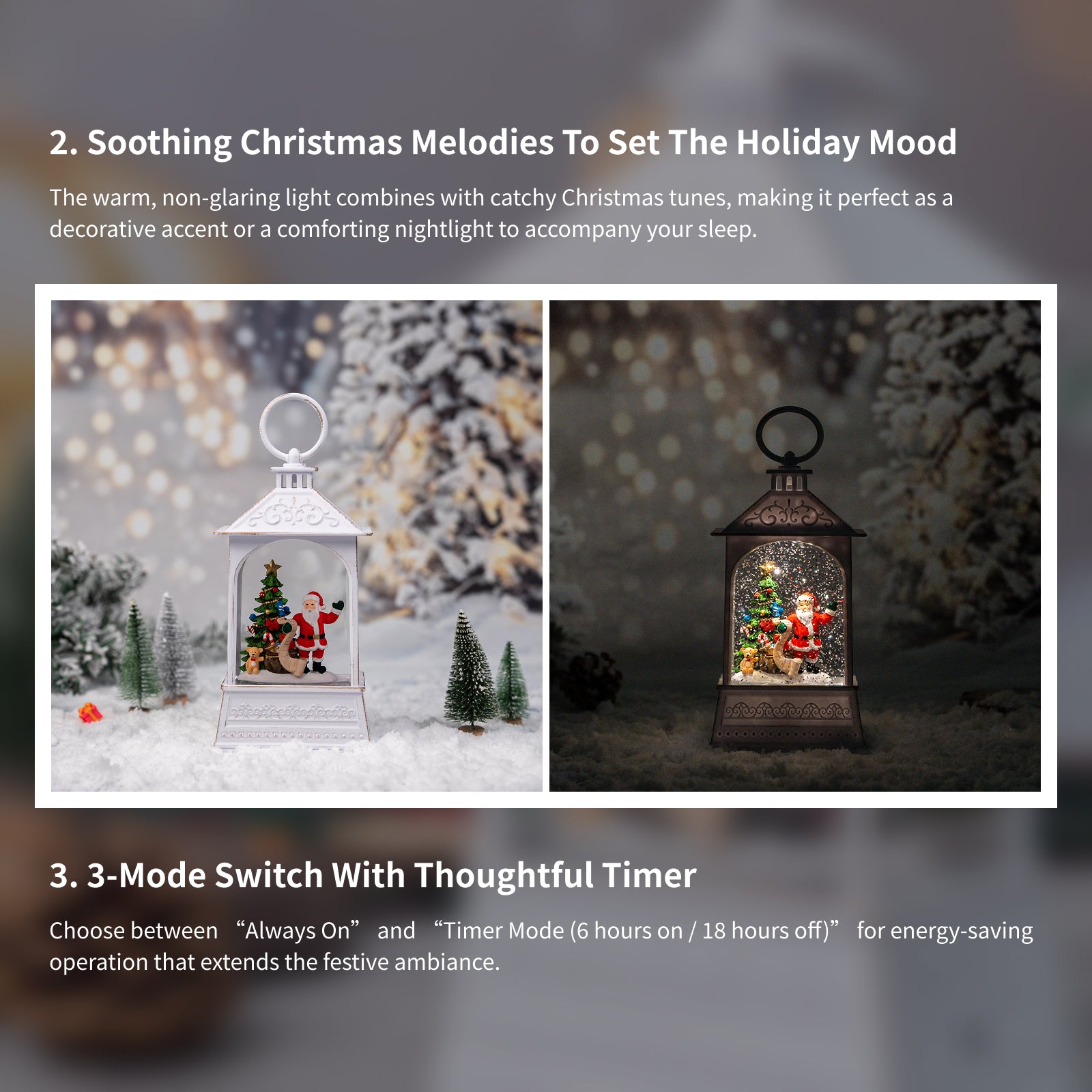 8.5" Christmas Snow Globe Lantern with Santa Claus