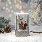 13" Christmas Snow Globe Candle with Santa Claus Scene