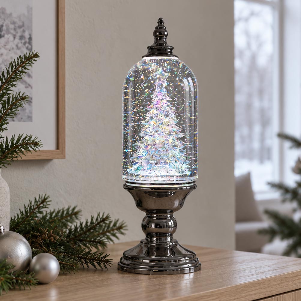 12"  Crystal Clear Glass Christmas Snow Globe Dome